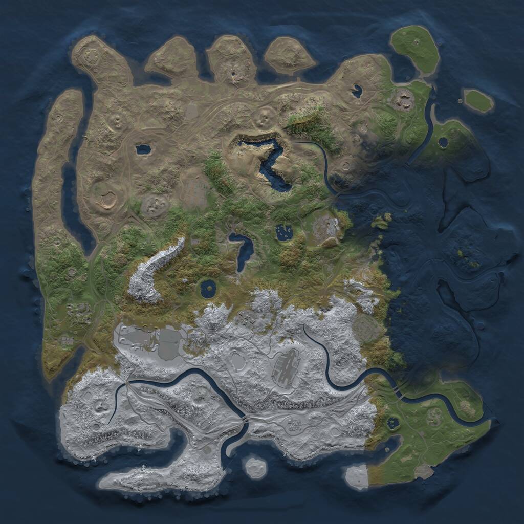 Rust Map: Procedural Map, Size: 4500, Seed: 613462, 16 Monuments