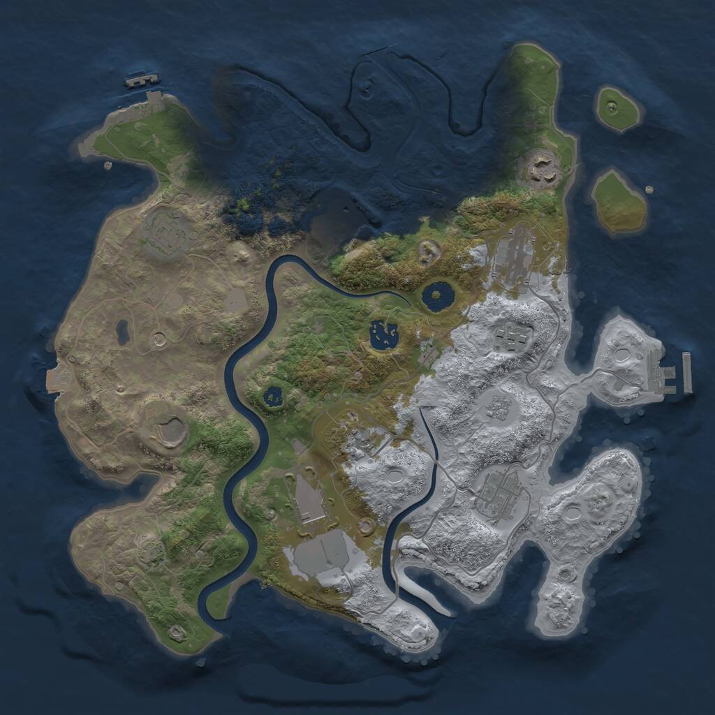 Rust Map: Procedural Map, Size: 3500, Seed: 18059309, 16 Monuments