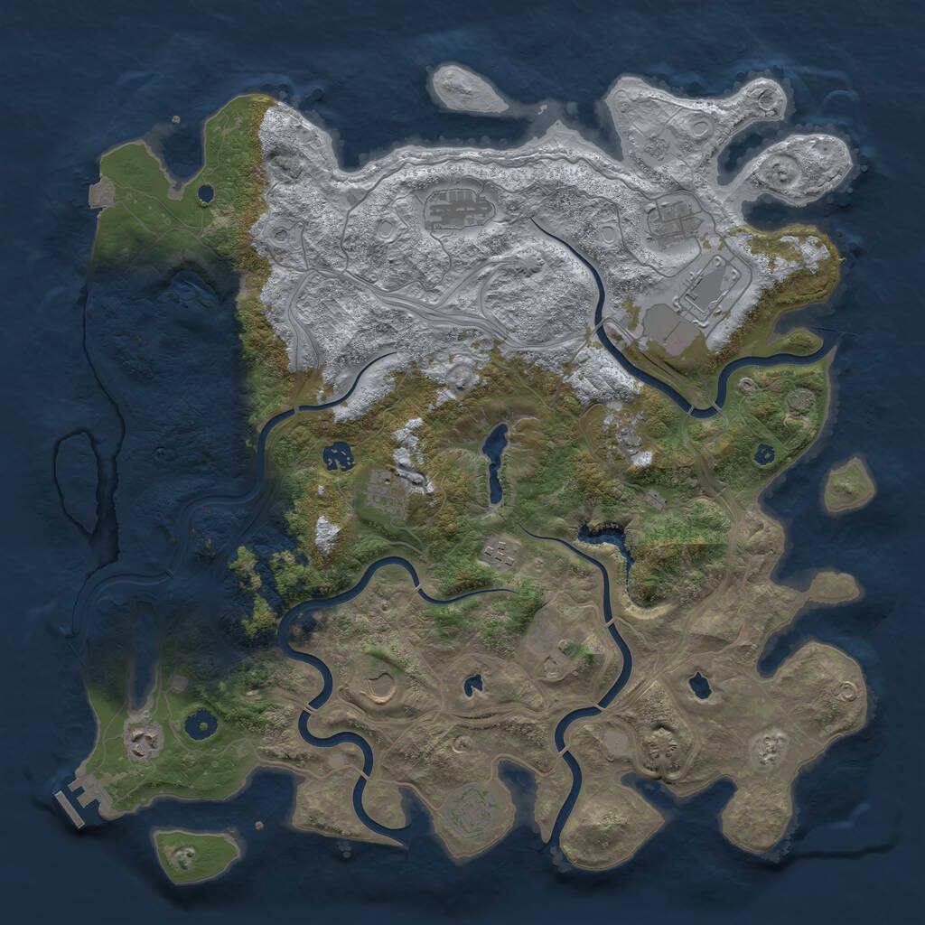 Rust Map: Procedural Map, Size: 4500, Seed: 19292, 16 Monuments