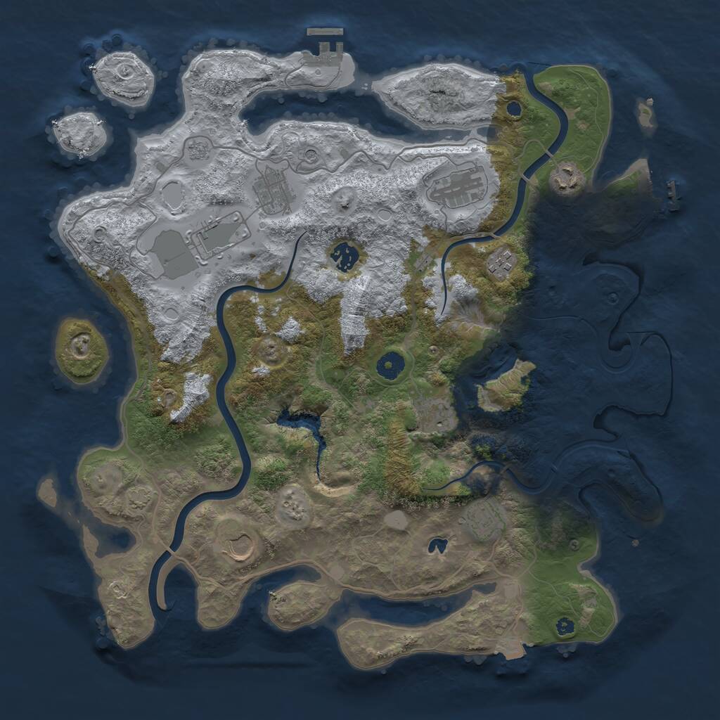 Rust Map: Procedural Map, Size: 4000, Seed: 2141409939, 15 Monuments