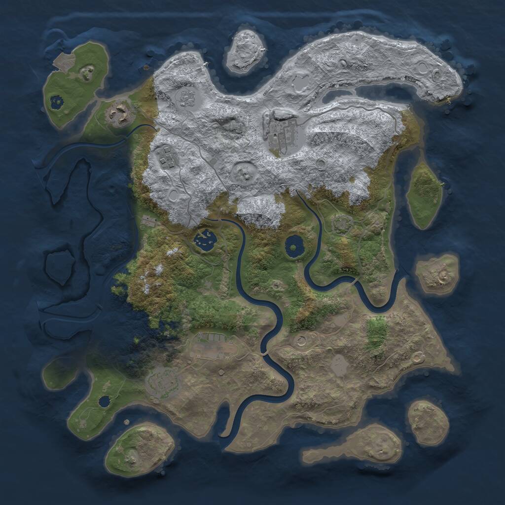 Rust Map: Procedural Map, Size: 3600, Seed: 766, 10 Monuments