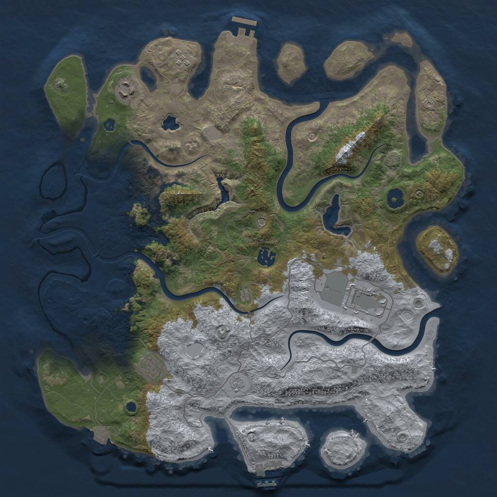 Rust Map: Procedural Map, Size: 4000, Seed: 1196868947, 11 Monuments