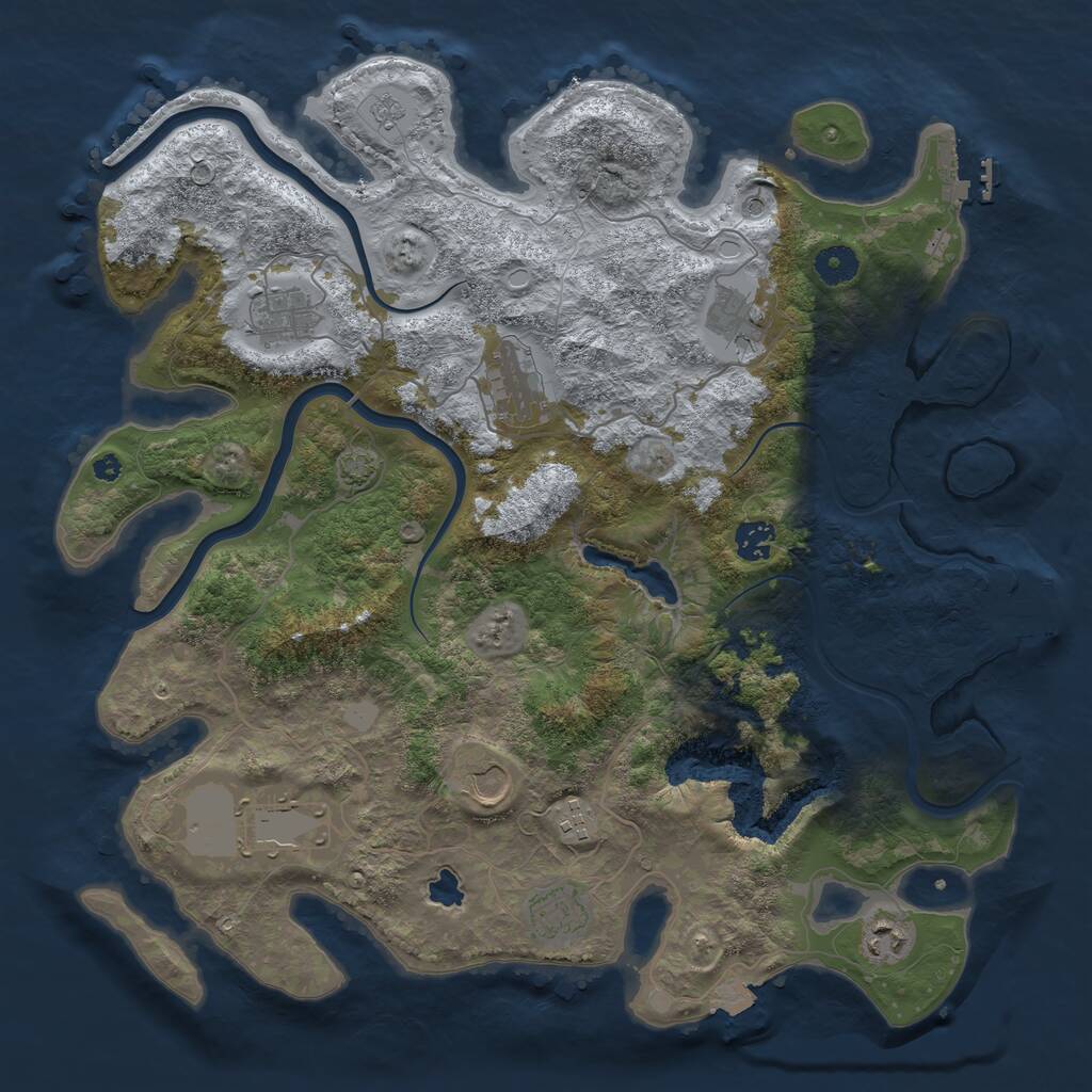 Rust Map: Procedural Map, Size: 4000, Seed: 7215436, 15 Monuments