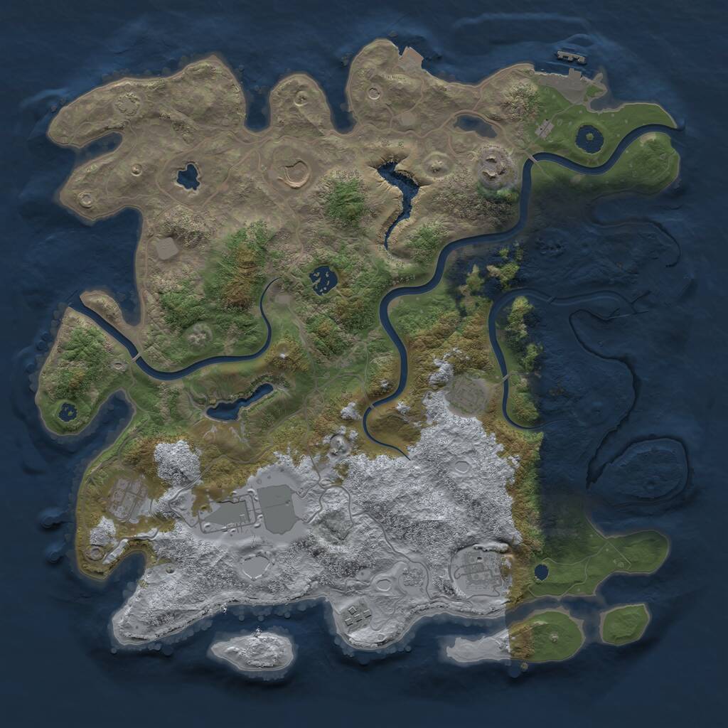 Rust Map: Procedural Map, Size: 4000, Seed: 5157, 14 Monuments