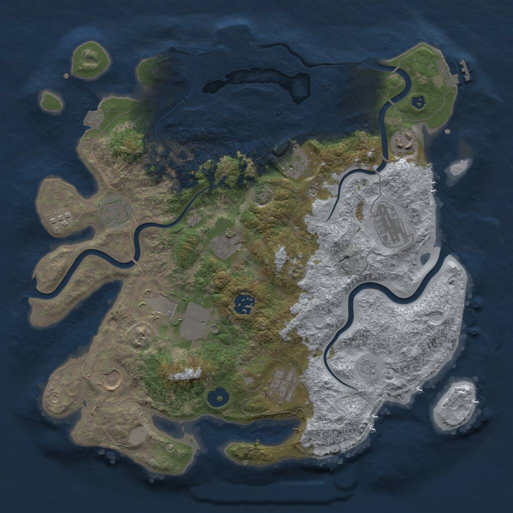 Rust Map: Procedural Map, Size: 3750, Seed: 1988980940, 16 Monuments