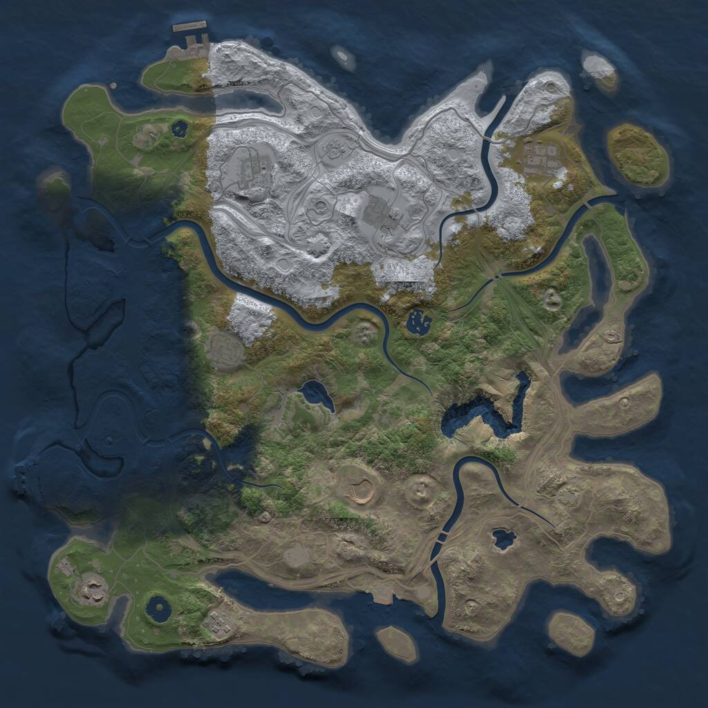 Rust Map: Procedural Map, Size: 4250, Seed: 443629095, 14 Monuments