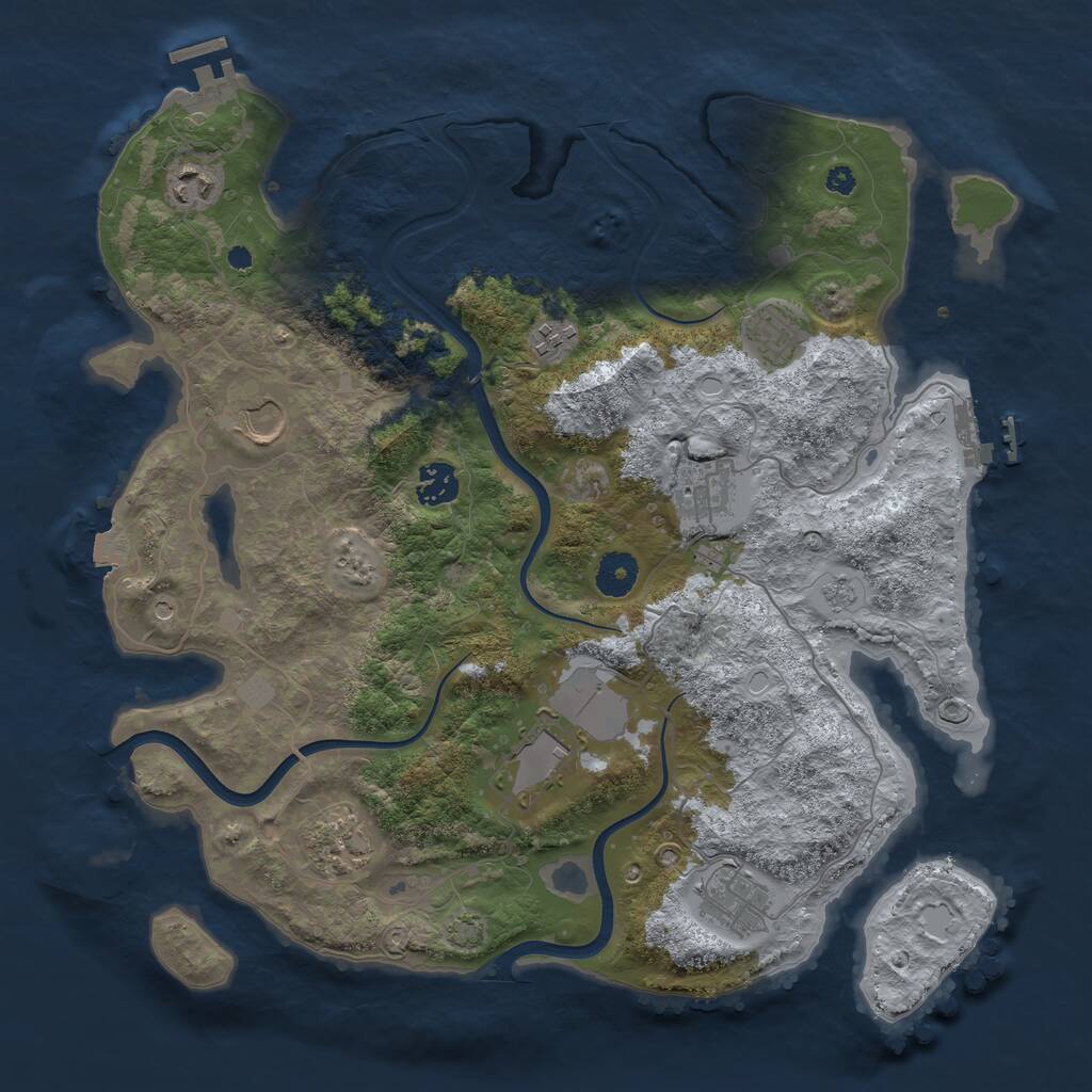 Rust Map: Procedural Map, Size: 3750, Seed: 285106290, 15 Monuments