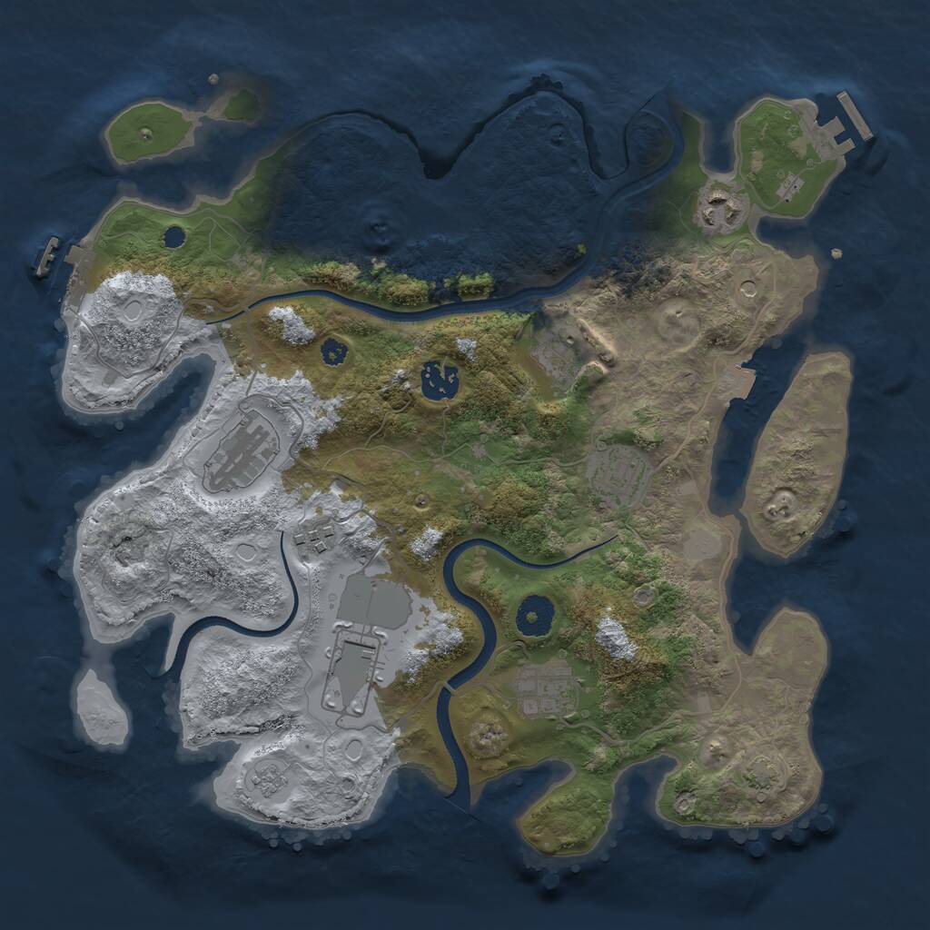 Rust Map: Procedural Map, Size: 3500, Seed: 842193, 14 Monuments