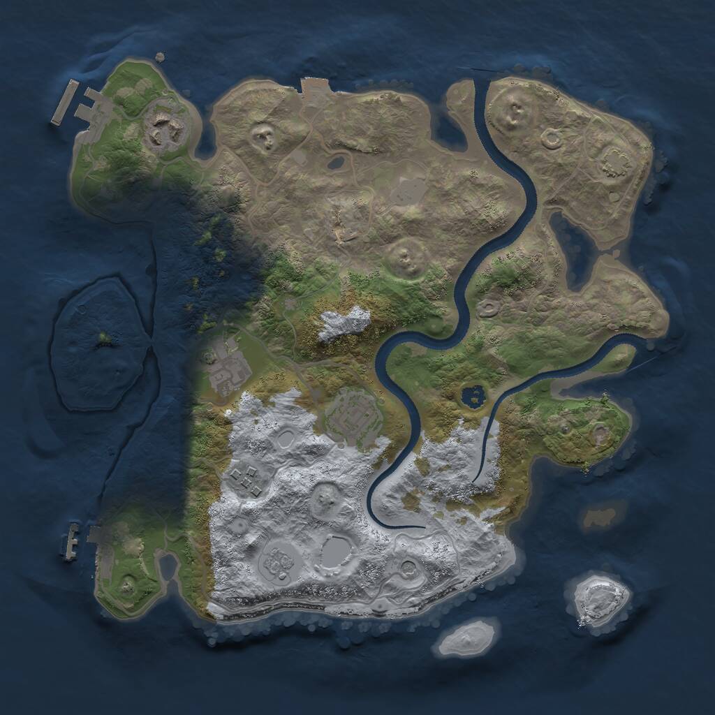 Rust Map: Procedural Map, Size: 3000, Seed: 793305345, 10 Monuments