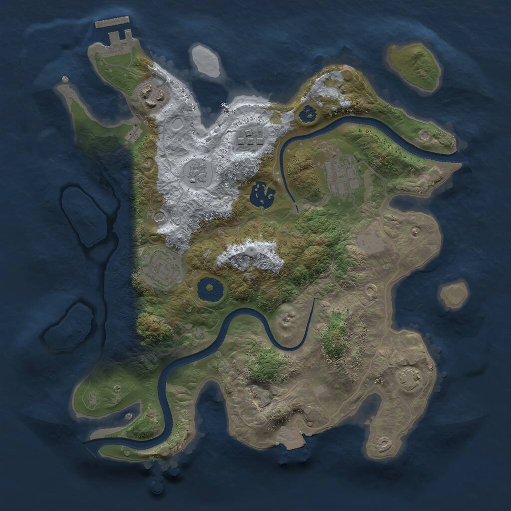 Rust Map: Procedural Map, Size: 3000, Seed: 4165164, 10 Monuments