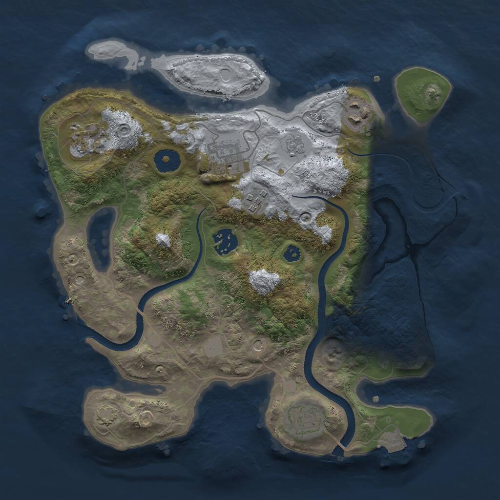 Rust Map: Procedural Map, Size: 3000, Seed: 92743, 10 Monuments
