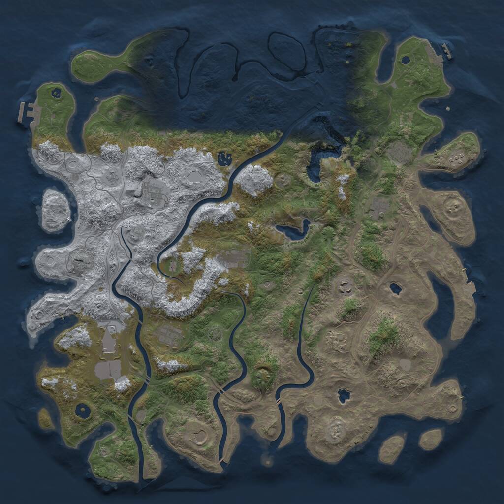 Rust Map: Procedural Map, Size: 4959, Seed: 2051843596, 17 Monuments
