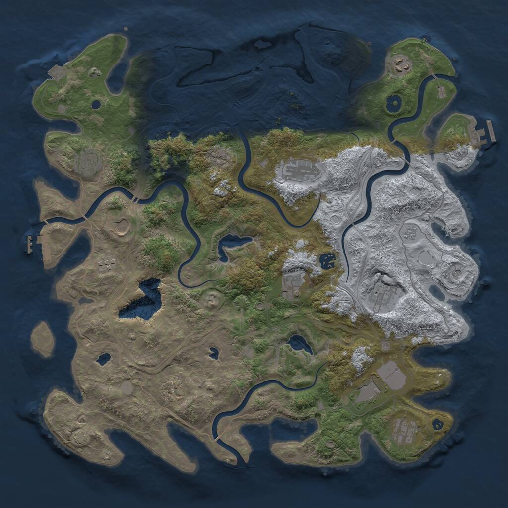 Rust Map: Procedural Map, Size: 4500, Seed: 152643052, 17 Monuments