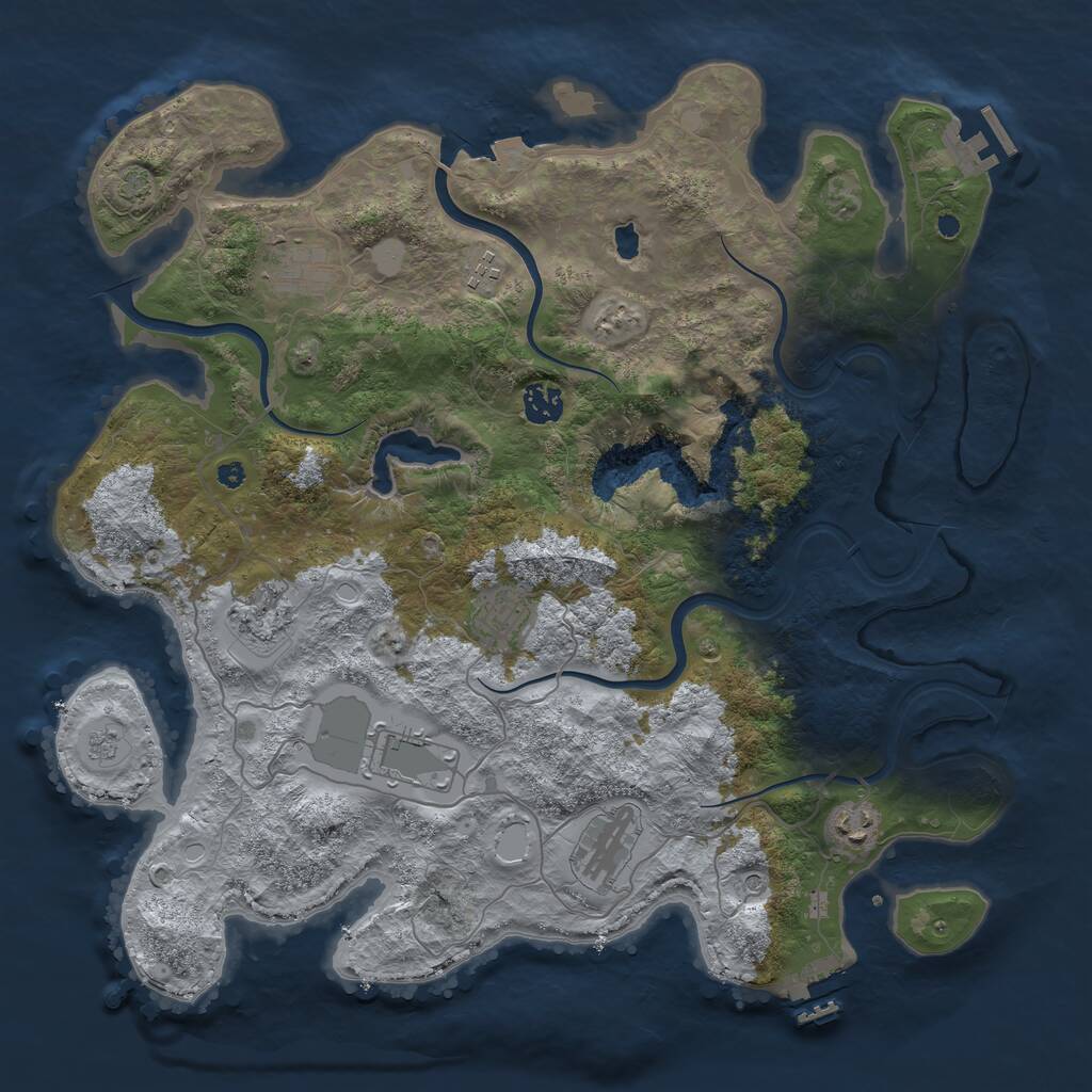 Rust Map: Procedural Map, Size: 4000, Seed: 866648794, 14 Monuments