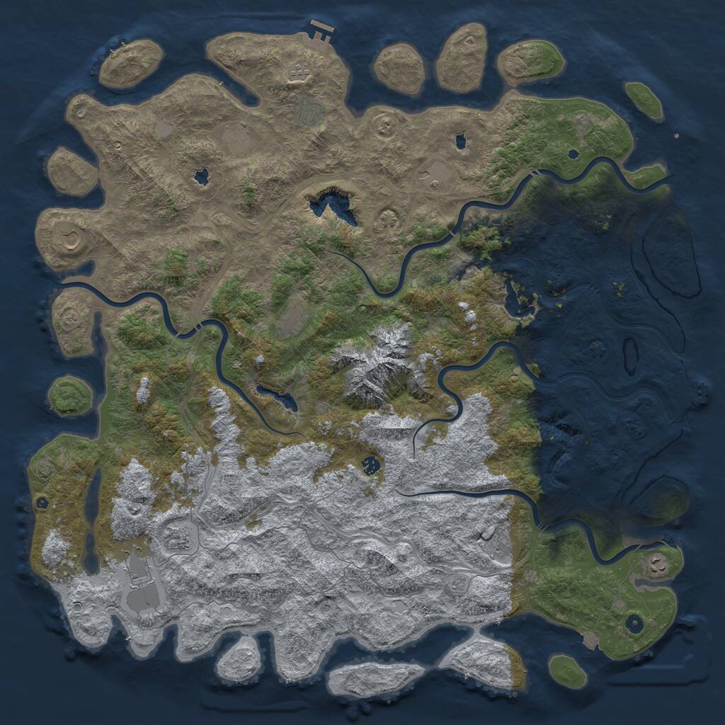Rust Map: Procedural Map, Size: 6000, Seed: 657771160, 17 Monuments