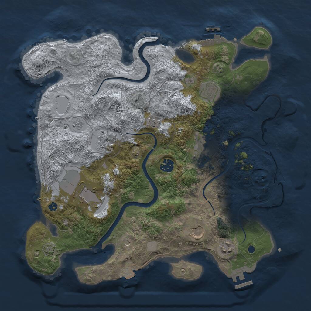 Rust Map: Procedural Map, Size: 3500, Seed: 1789173739, 14 Monuments