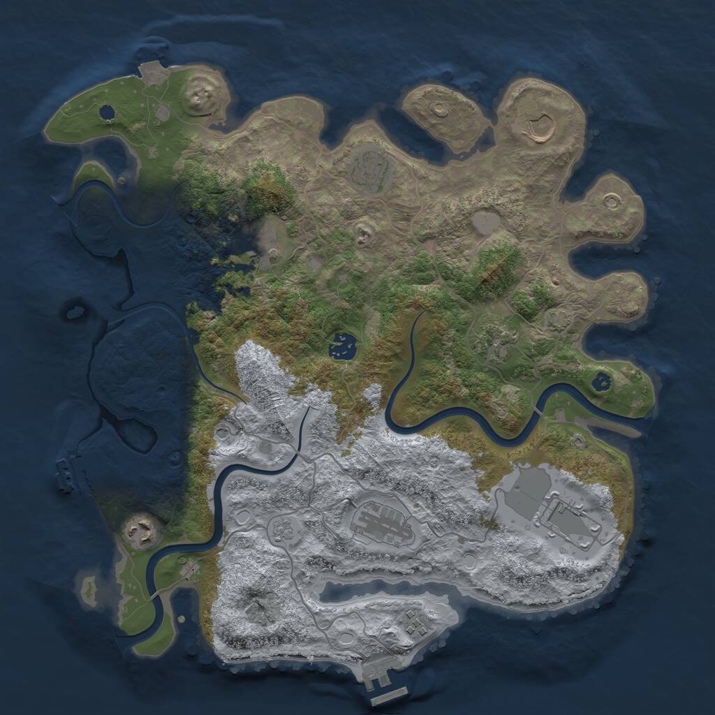 Rust Map: Procedural Map, Size: 3800, Seed: 383329, 15 Monuments