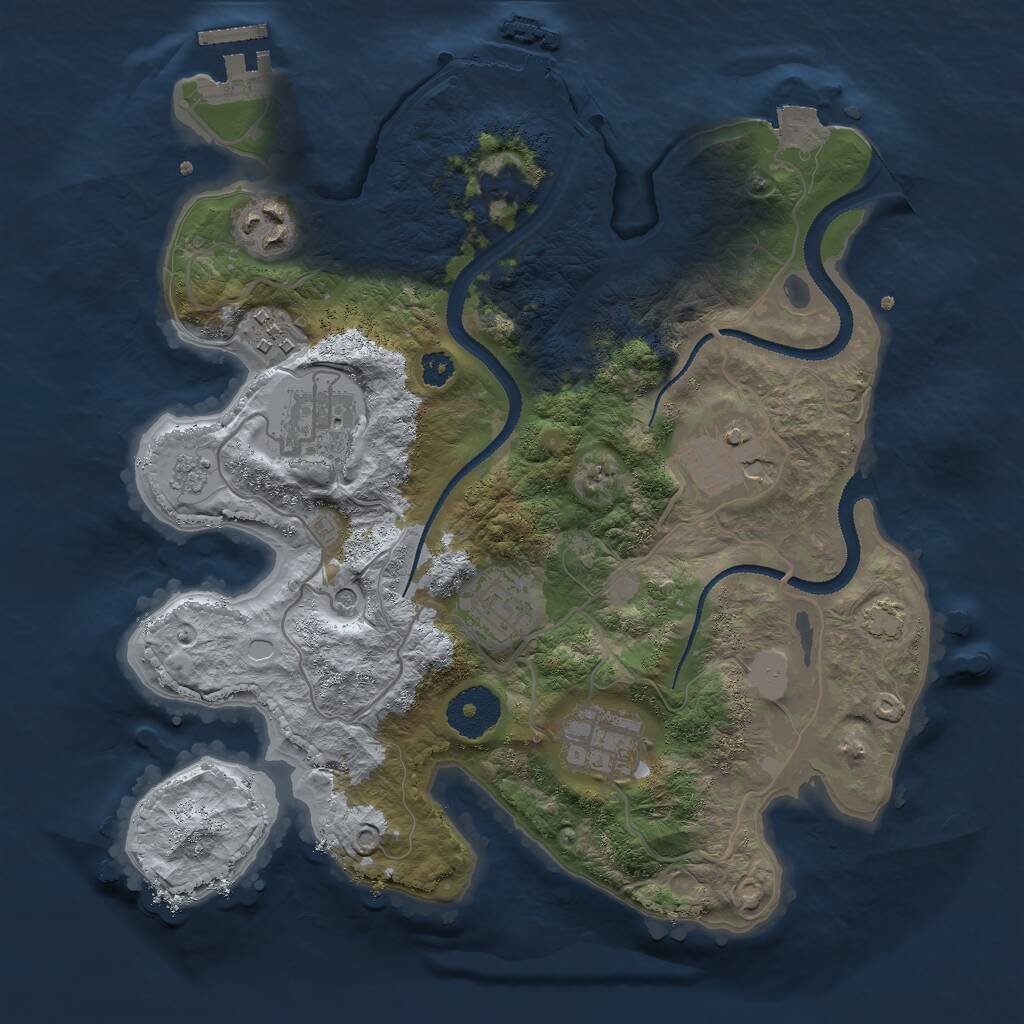 Rust Map: Procedural Map, Size: 3000, Seed: 1122101, 12 Monuments