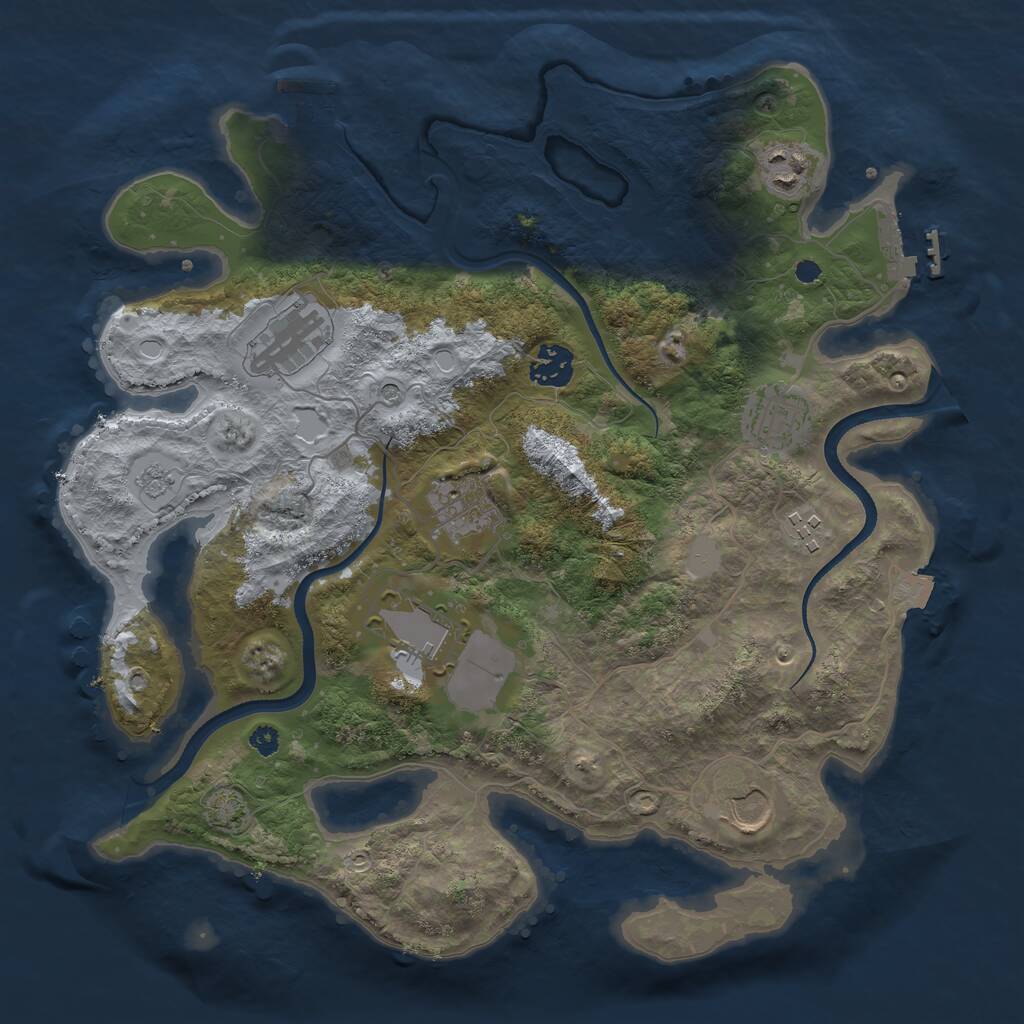 Rust Map: Procedural Map, Size: 3500, Seed: 1413811669, 14 Monuments