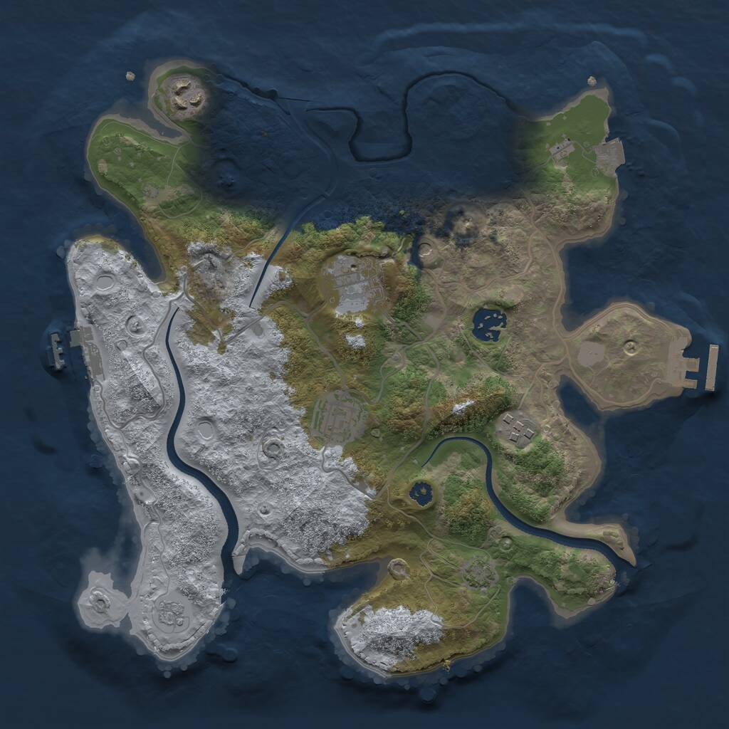 Rust Map: Procedural Map, Size: 3200, Seed: 875754, 11 Monuments