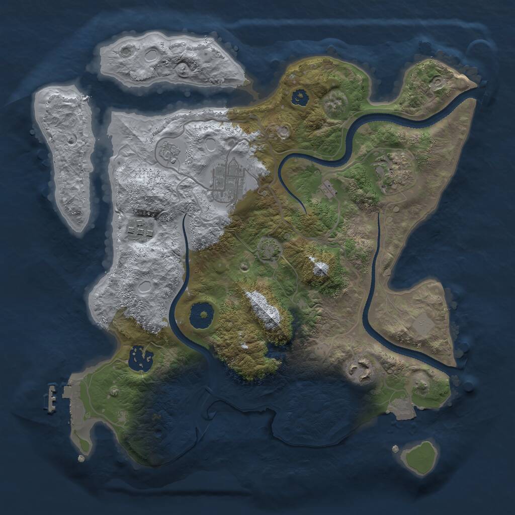 Rust Map: Procedural Map, Size: 3000, Seed: 84646, 9 Monuments