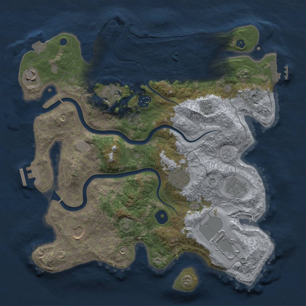 Rust Map: Procedural Map, Size: 3500, Seed: 202148646, 14 Monuments
