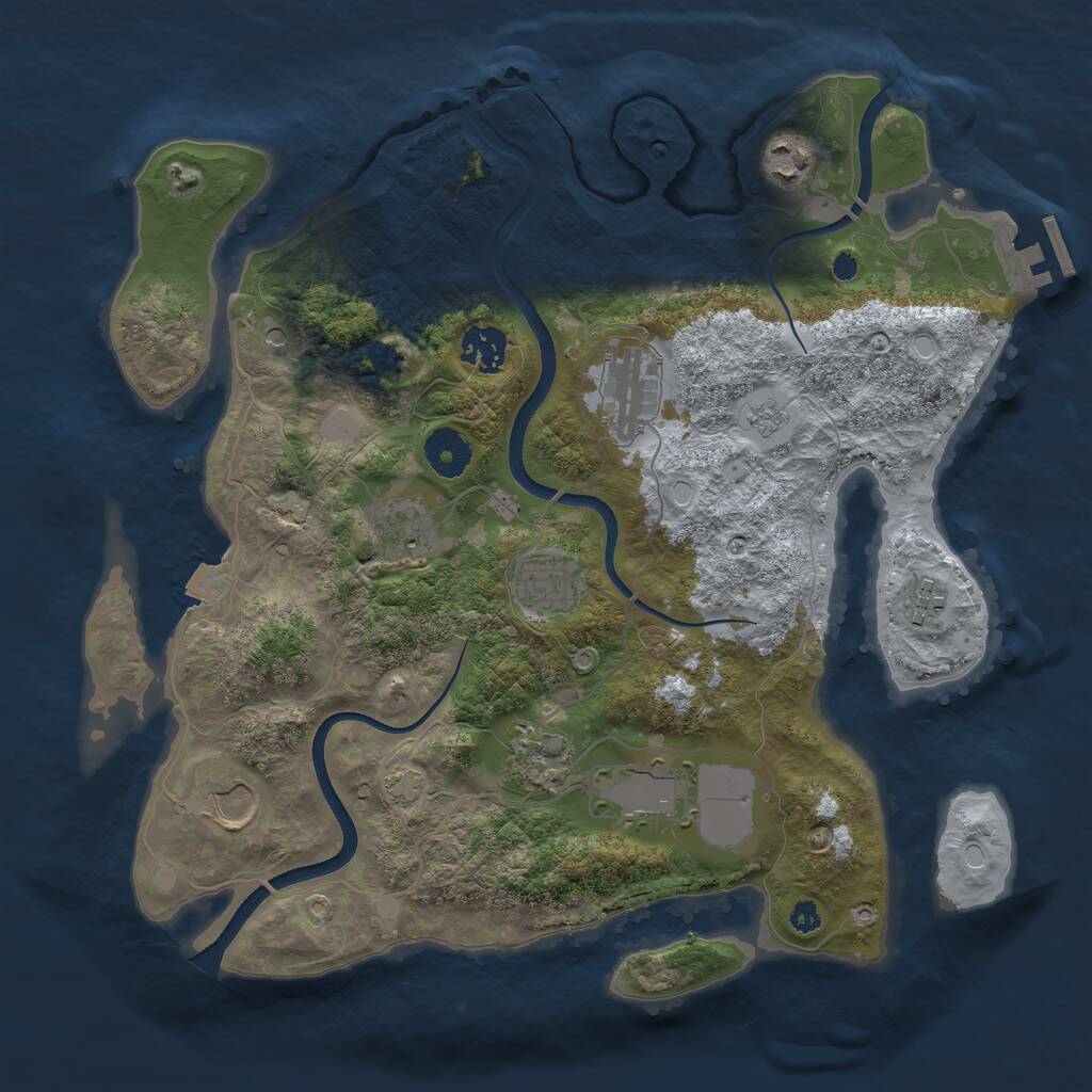 Rust Map: Procedural Map, Size: 3500, Seed: 2005418429, 14 Monuments