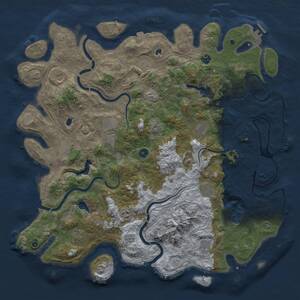 Thumbnail Rust Map: Procedural Map, Size: 5000, Seed: 384438, 17 Monuments