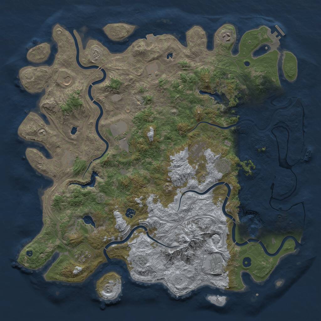 Rust Map: Procedural Map, Size: 5000, Seed: 384438, 17 Monuments