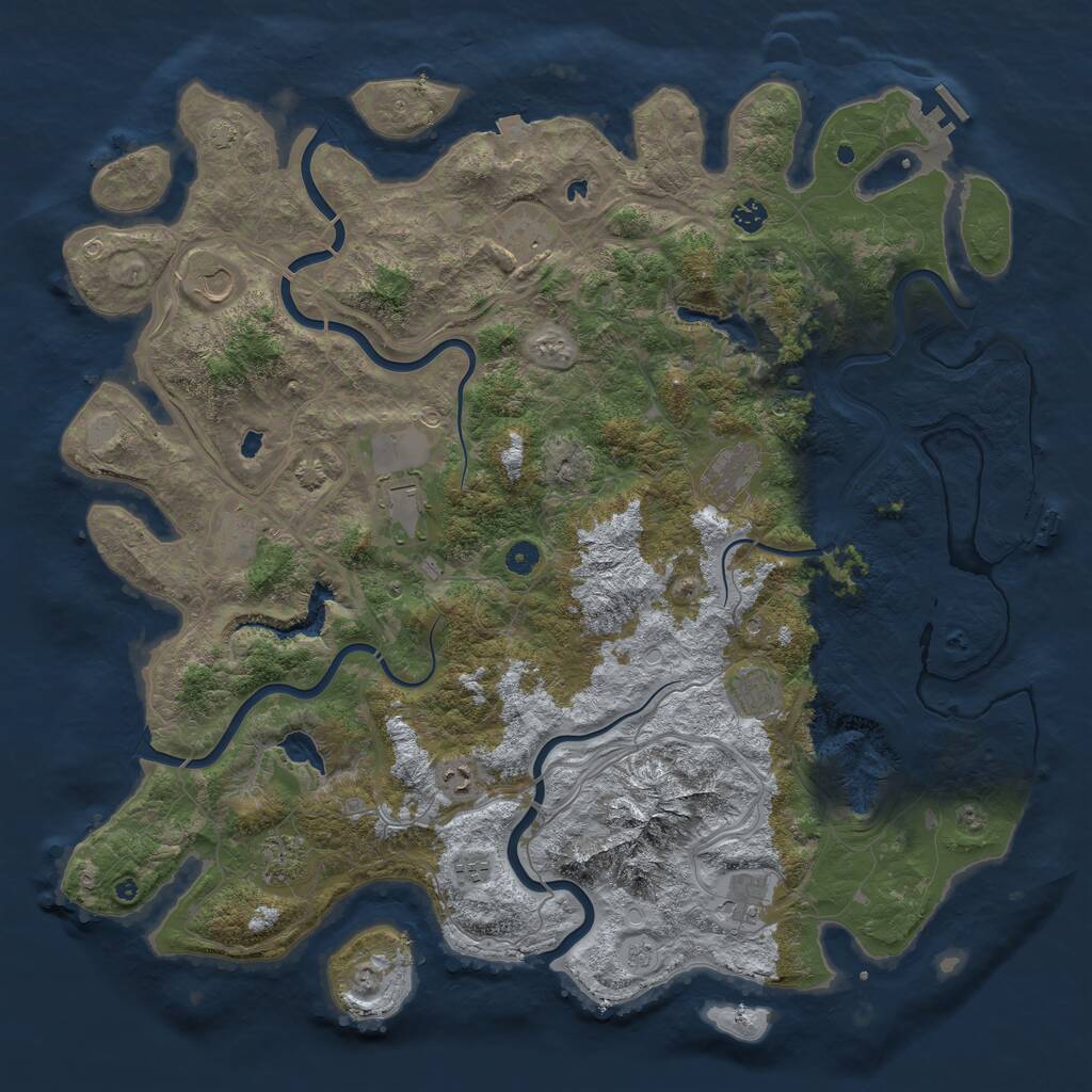 Rust Map: Procedural Map, Size: 5000, Seed: 384438, 17 Monuments