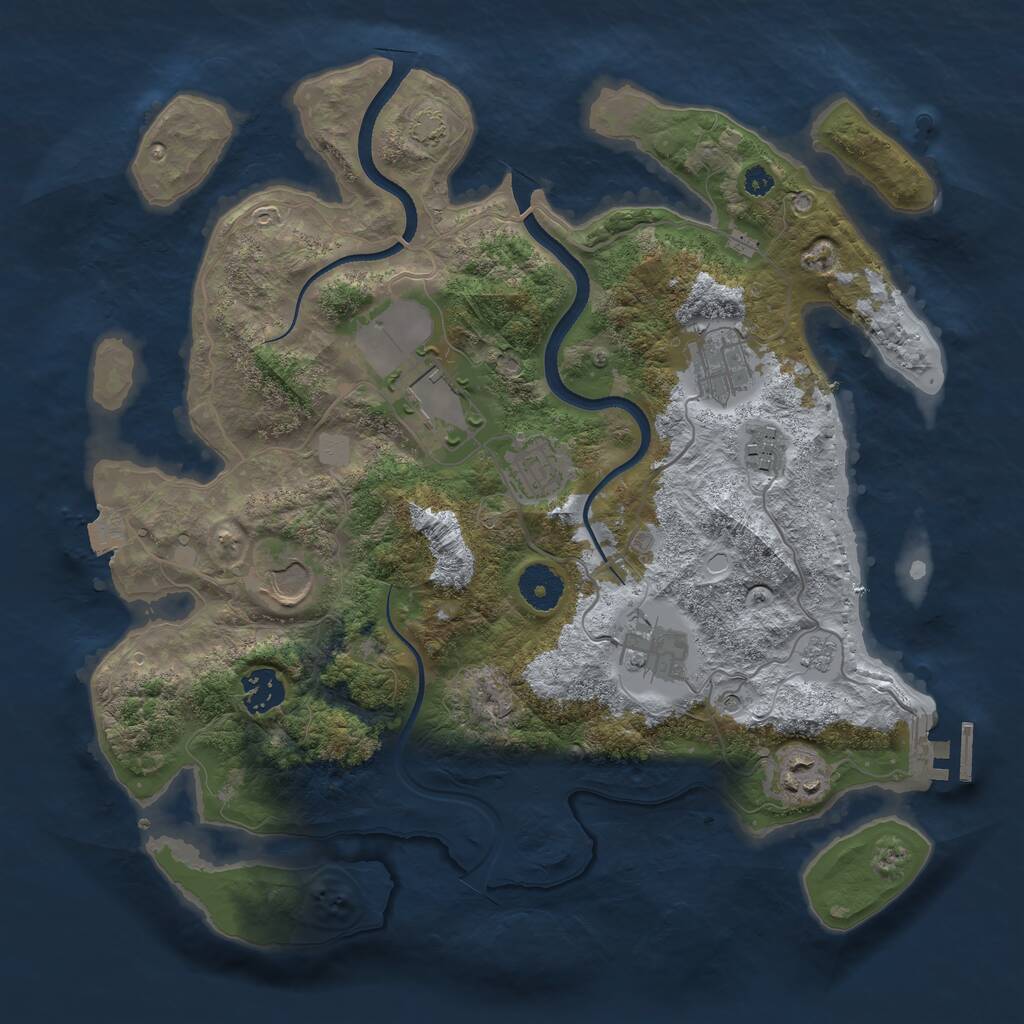 Rust Map: Procedural Map, Size: 3500, Seed: 630377647, 13 Monuments