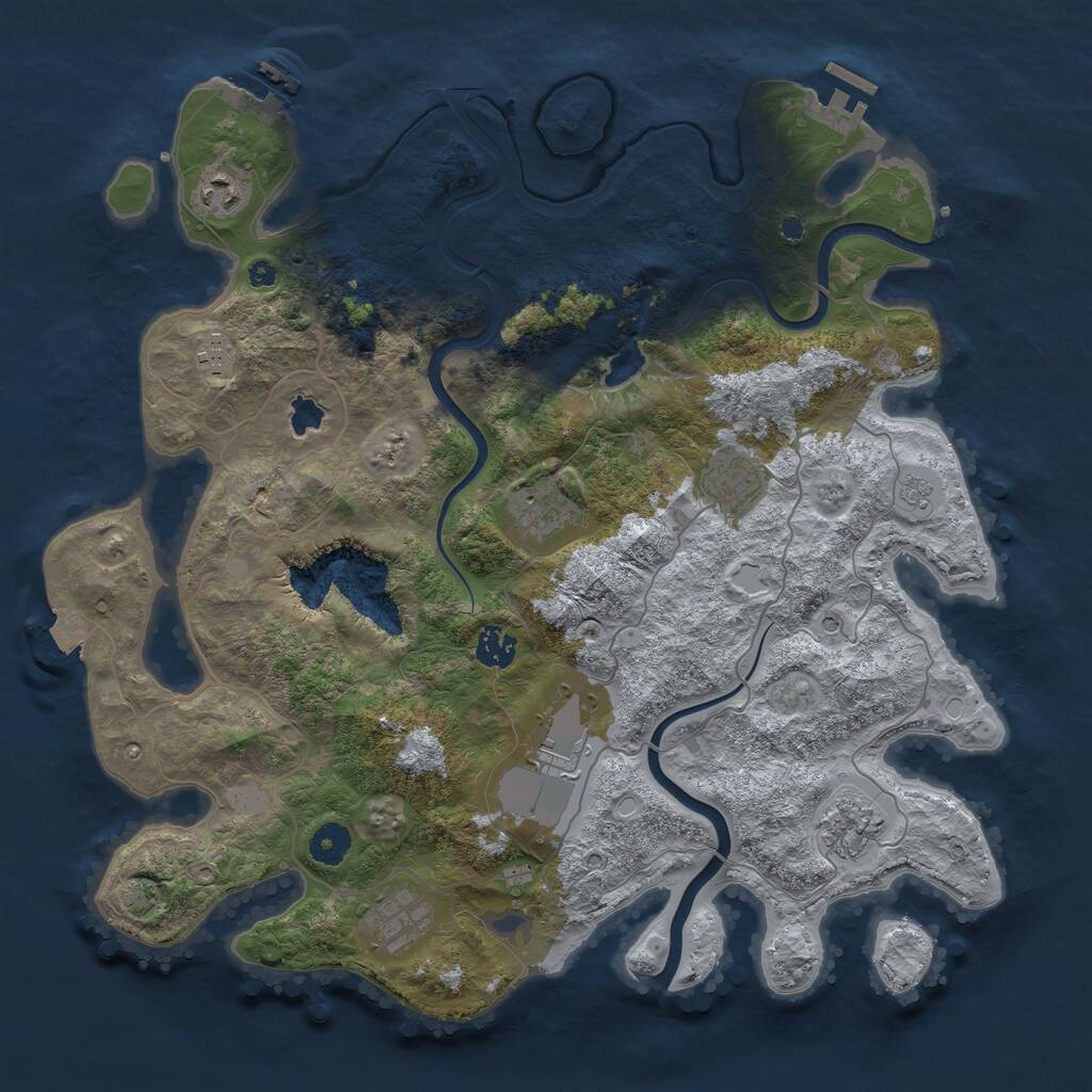 Rust Map: Procedural Map, Size: 4000, Seed: 48392715, 14 Monuments