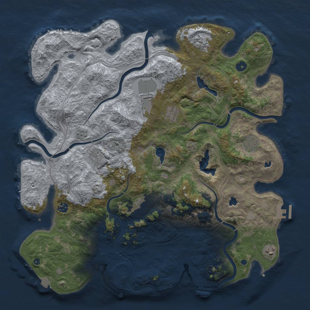 Rust Map: Procedural Map, Size: 4500, Seed: 1027223471, 15 Monuments