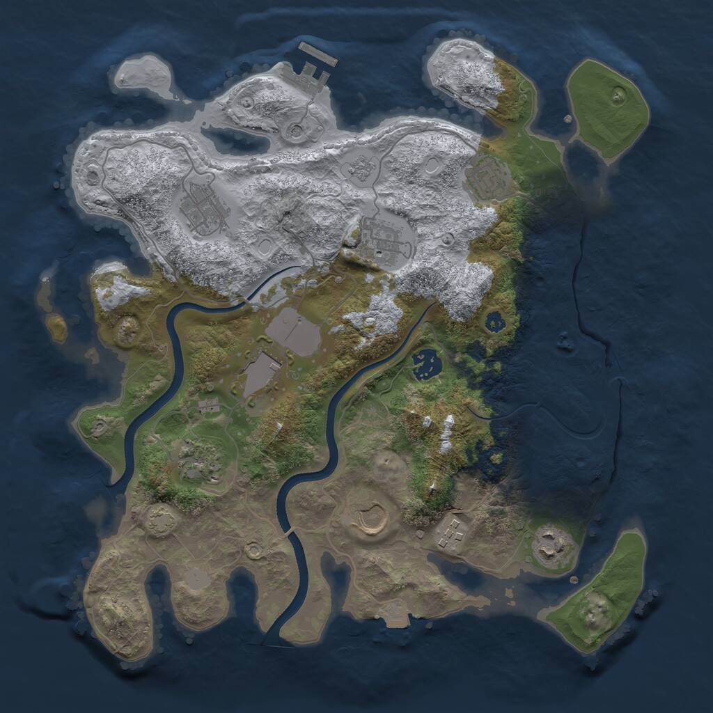 Rust Map: Procedural Map, Size: 3500, Seed: 980726533, 14 Monuments
