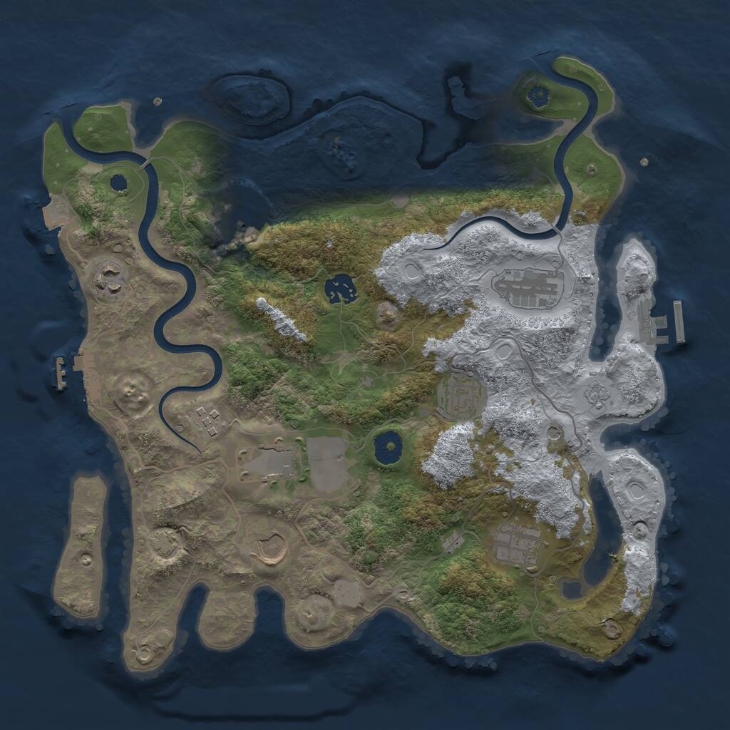 Rust Map: Procedural Map, Size: 3500, Seed: 1865102855, 15 Monuments