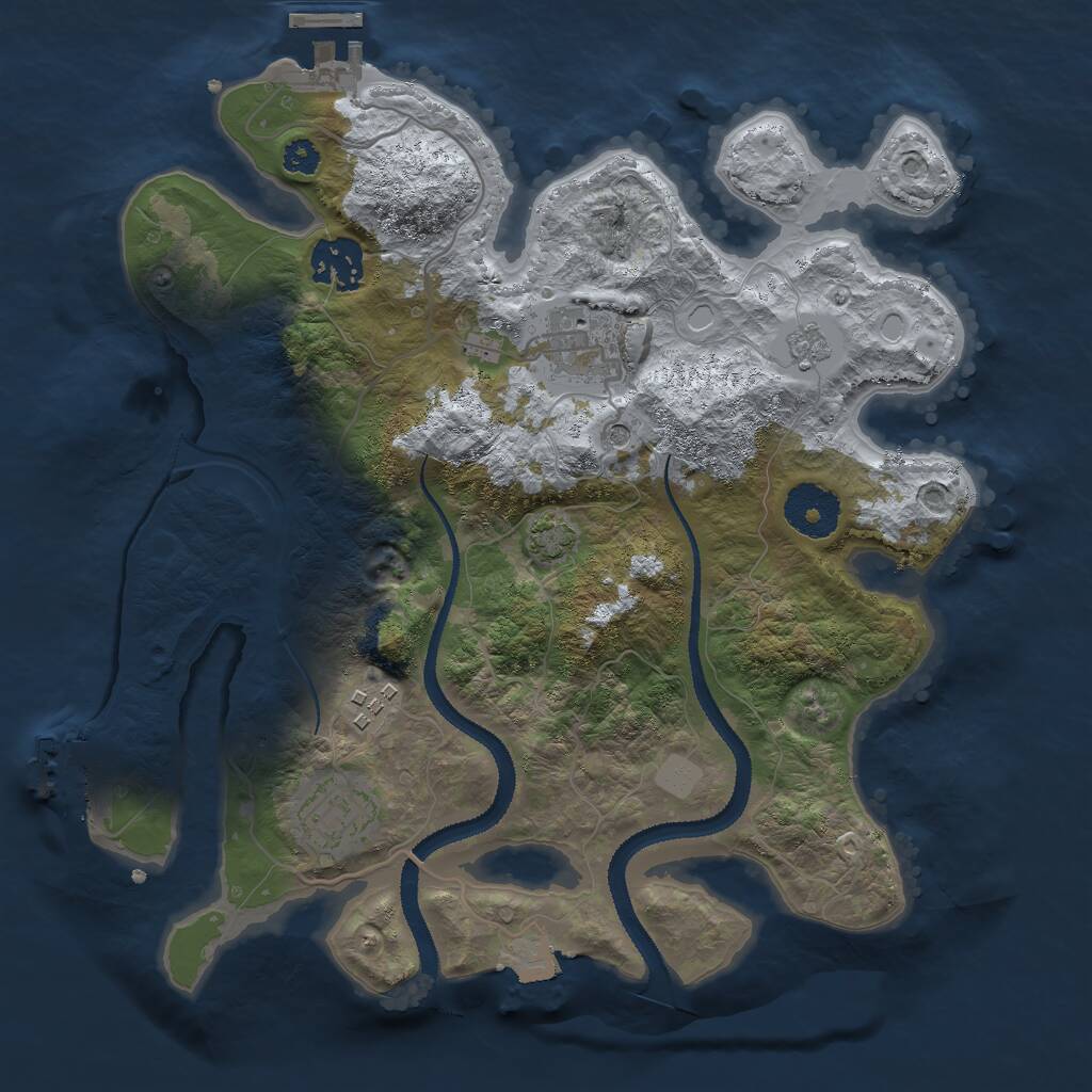 Rust Map: Procedural Map, Size: 3000, Seed: 69355, 10 Monuments