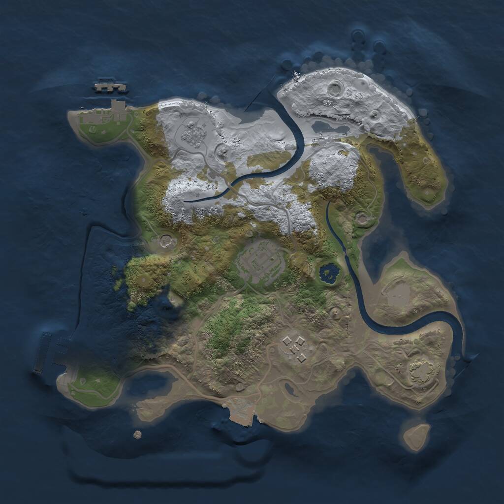 Rust Map: Procedural Map, Size: 2500, Seed: 2097310438, 8 Monuments