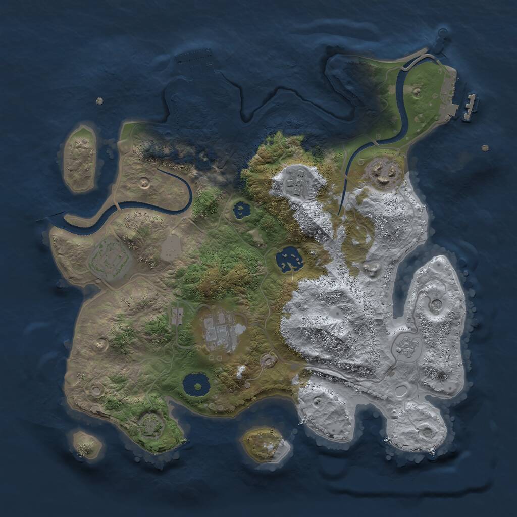 Rust Map: Procedural Map, Size: 3000, Seed: 942740081, 11 Monuments