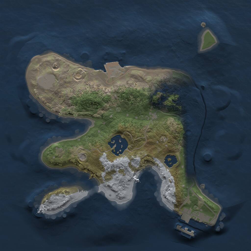Rust Map: Procedural Map, Size: 2000, Seed: 808489829, 3 Monuments