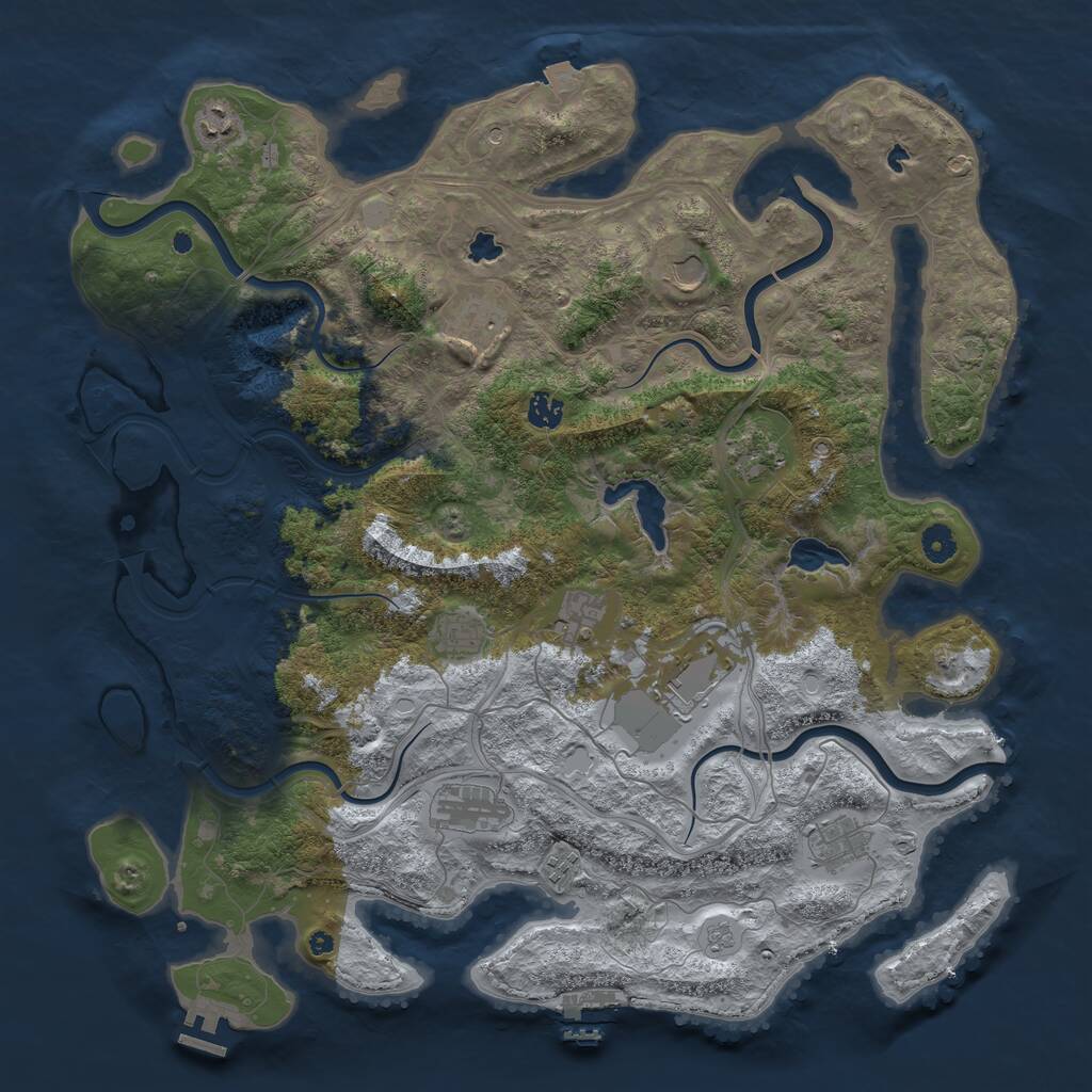 Rust Map: Procedural Map, Size: 4500, Seed: 852446030, 17 Monuments