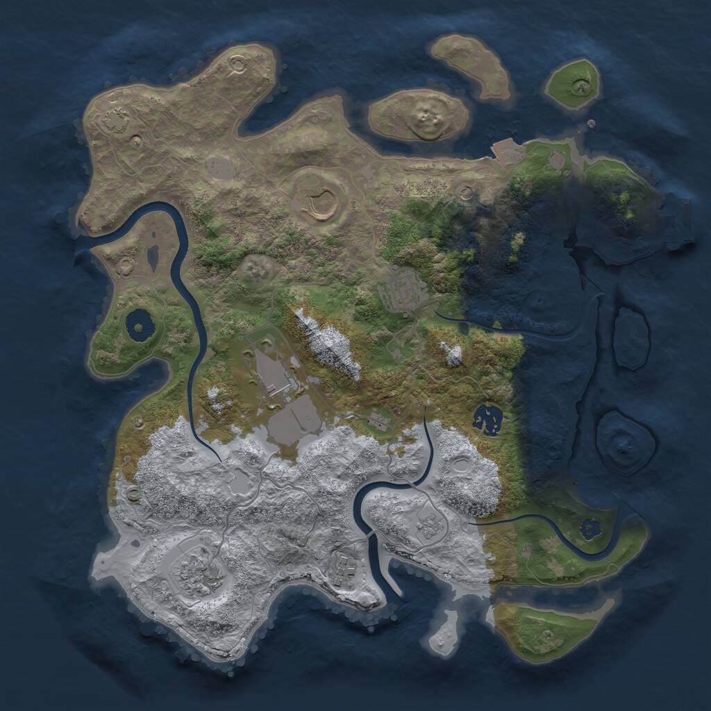 Rust Map: Procedural Map, Size: 3500, Seed: 2124209948, 11 Monuments