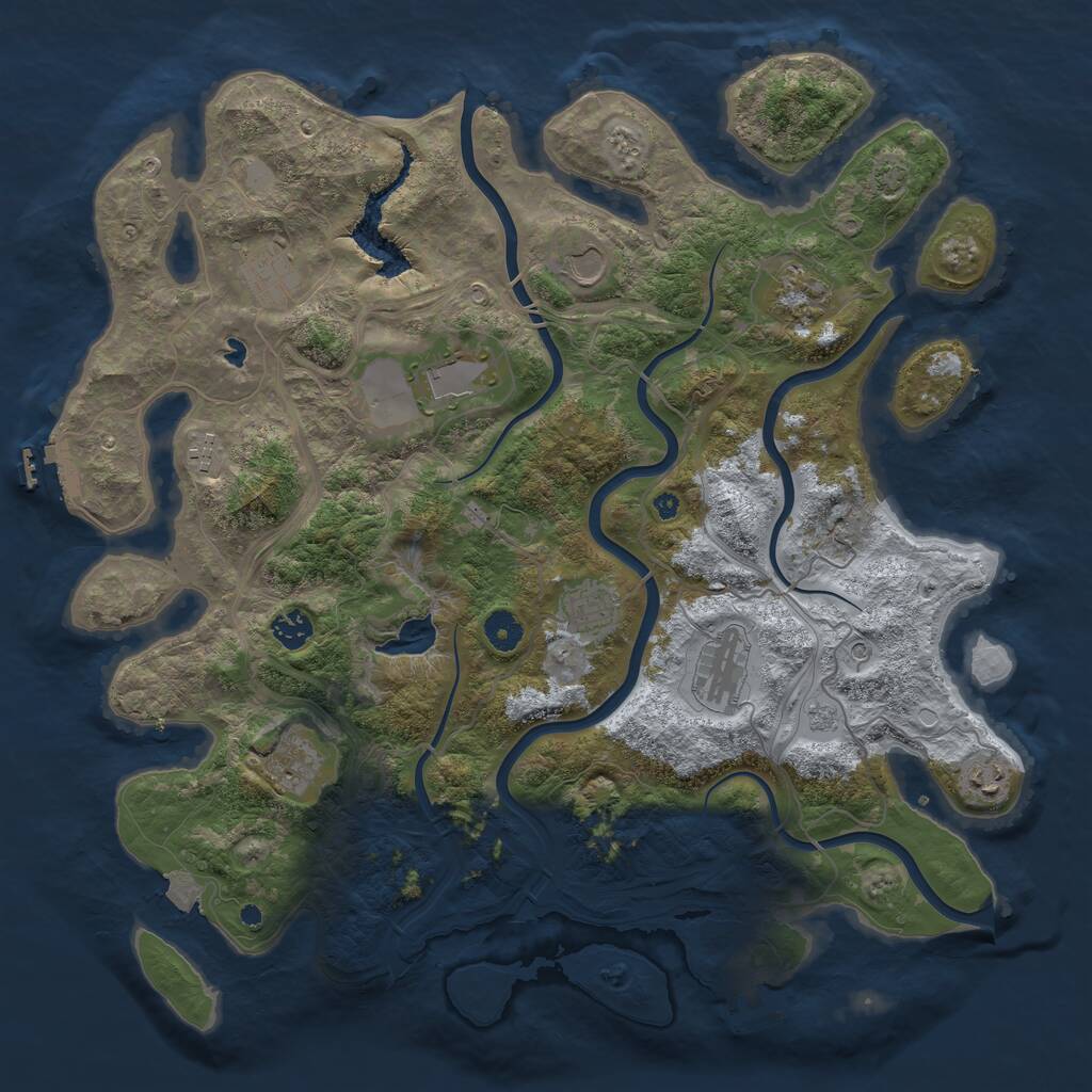 Rust Map: Procedural Map, Size: 4250, Seed: 1845629652, 16 Monuments
