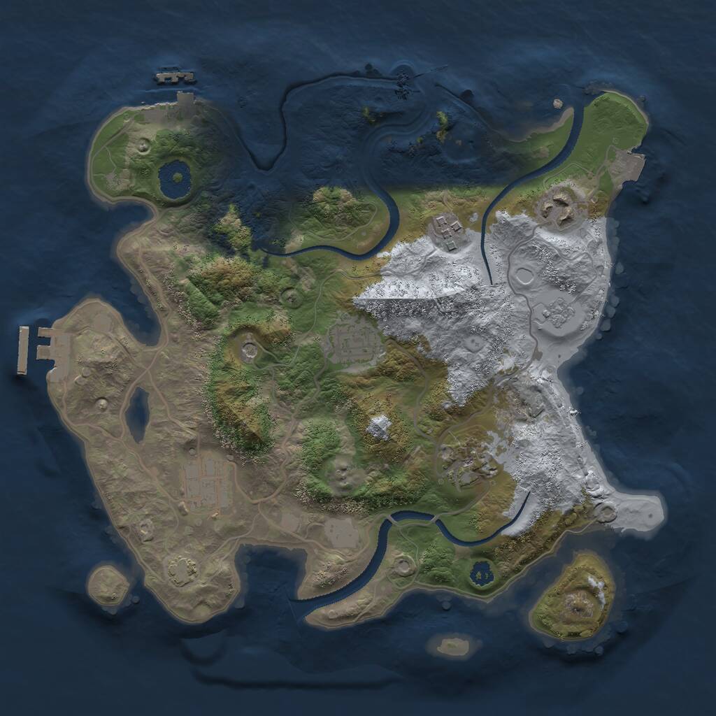 Rust Map: Procedural Map, Size: 3000, Seed: 1940943669, 11 Monuments