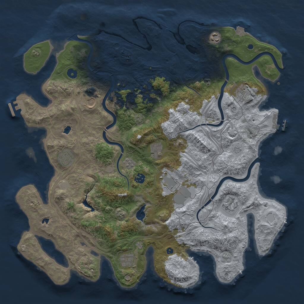 Rust Map: Procedural Map, Size: 4500, Seed: 1864011403, 16 Monuments