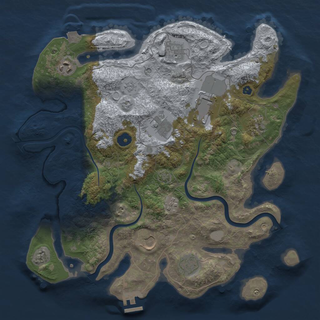 Rust Map: Procedural Map, Size: 3500, Seed: 75546576, 13 Monuments