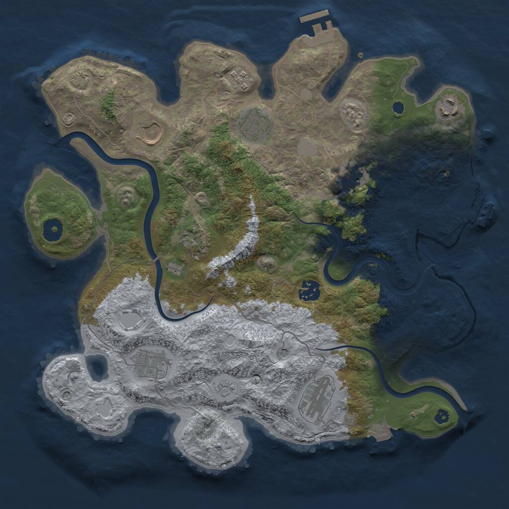 Rust Map: Procedural Map, Size: 3500, Seed: 985793666, 15 Monuments
