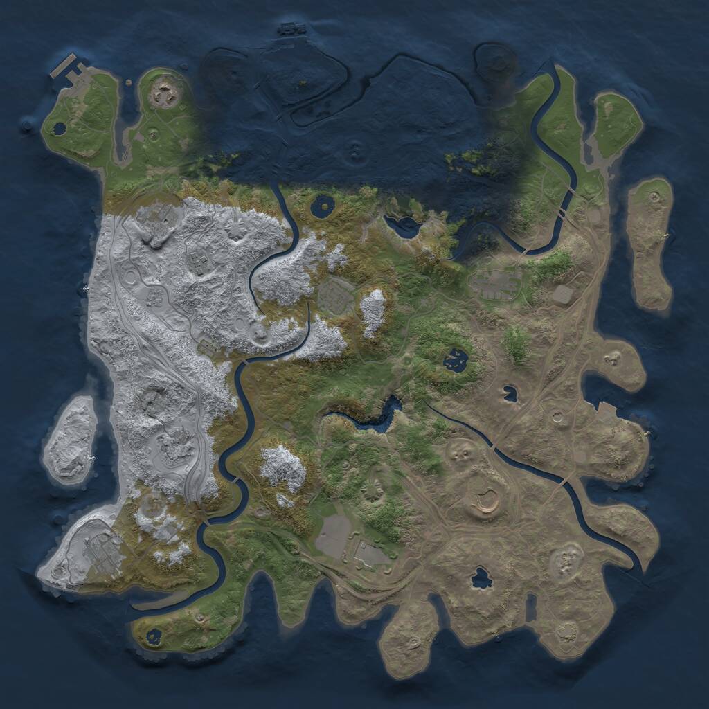 Rust Map: Procedural Map, Size: 4500, Seed: 35547, 16 Monuments