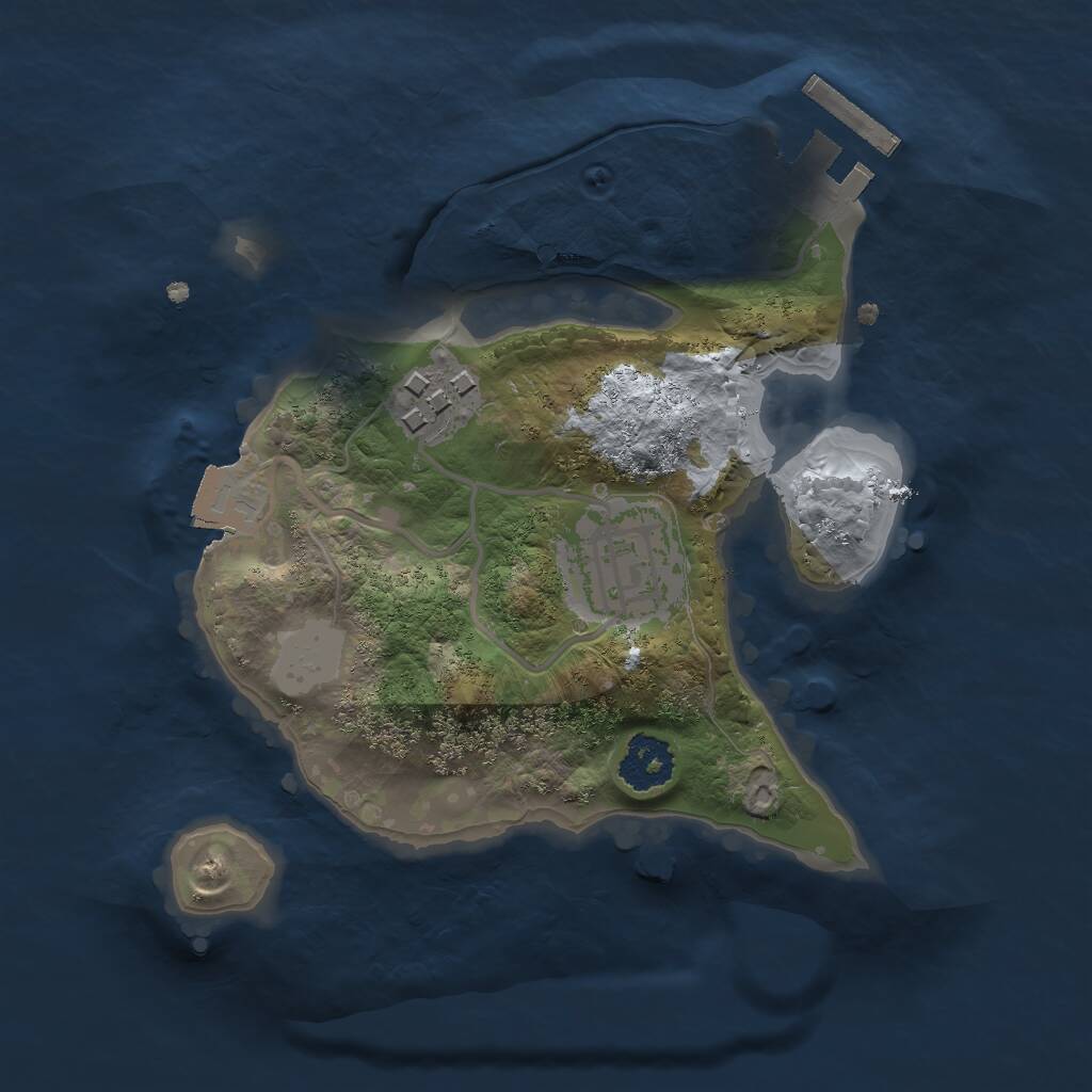 Rust Map: Procedural Map, Size: 2000, Seed: 1386408760, 4 Monuments