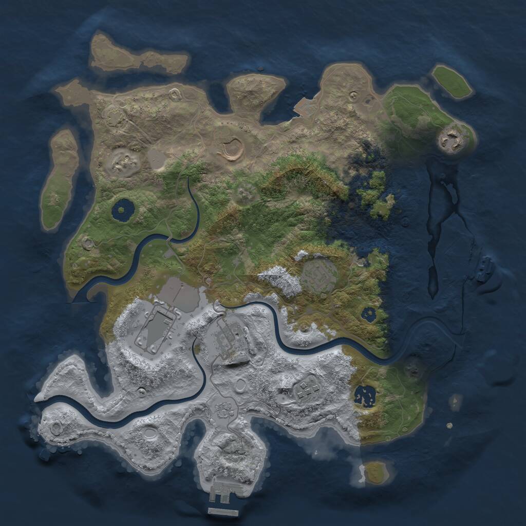 Rust Map: Procedural Map, Size: 3500, Seed: 990054, 13 Monuments