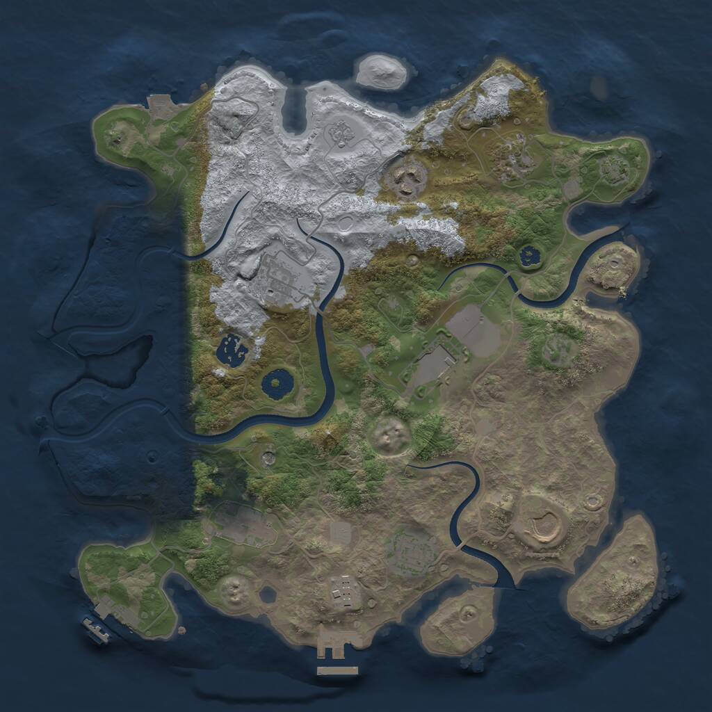 Rust Map: Procedural Map, Size: 3500, Seed: 1294423101, 15 Monuments